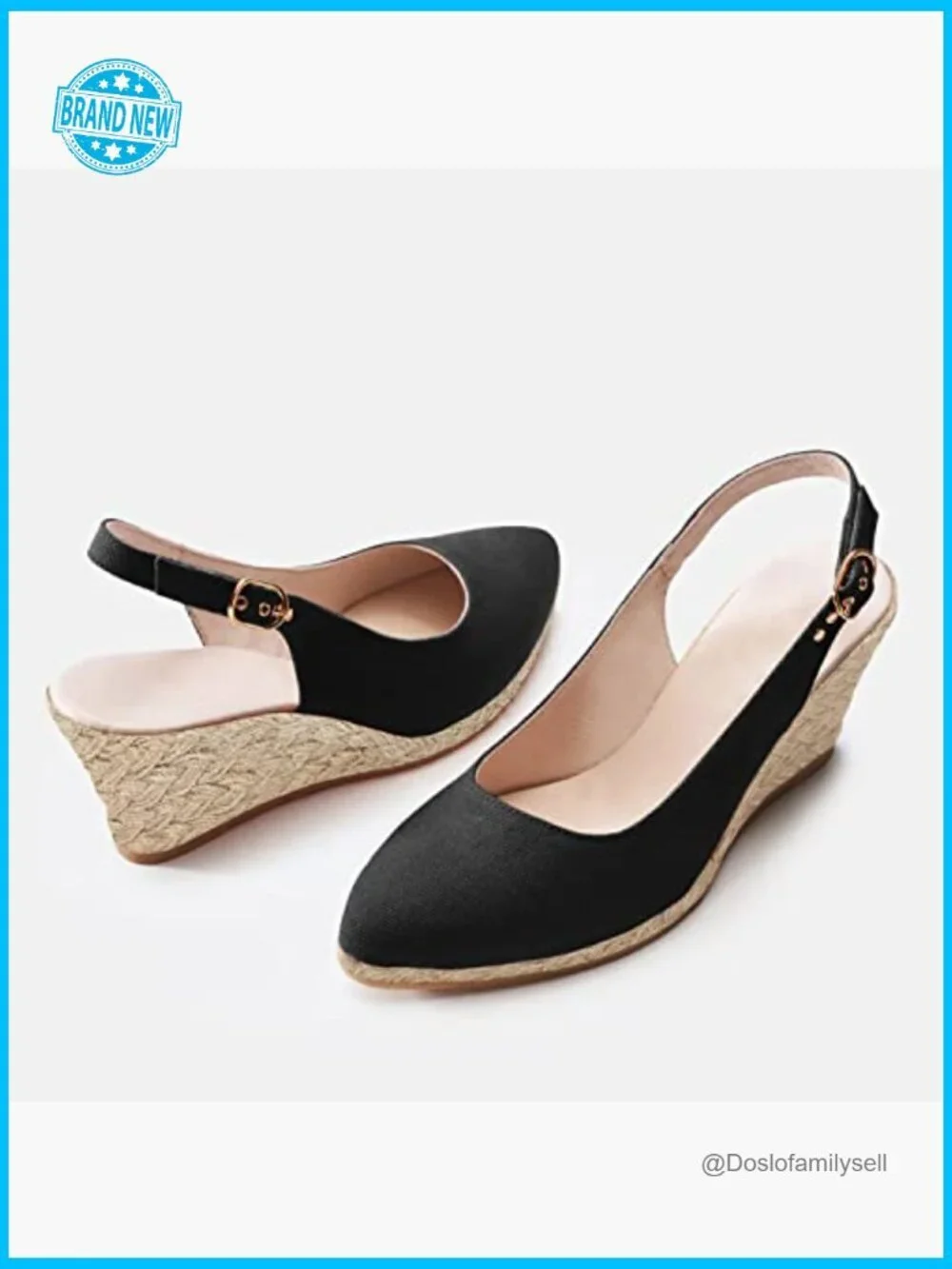 Womens Wedge Sandals Espadrilles Closed Toe Slingback Buckle Strap Comfortable
